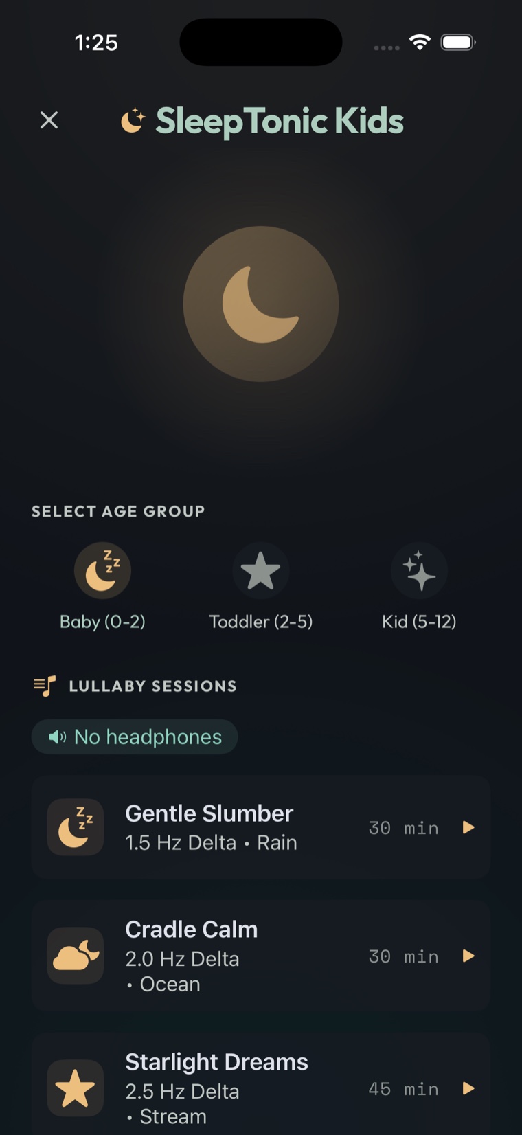 SleepTonic Kids mode